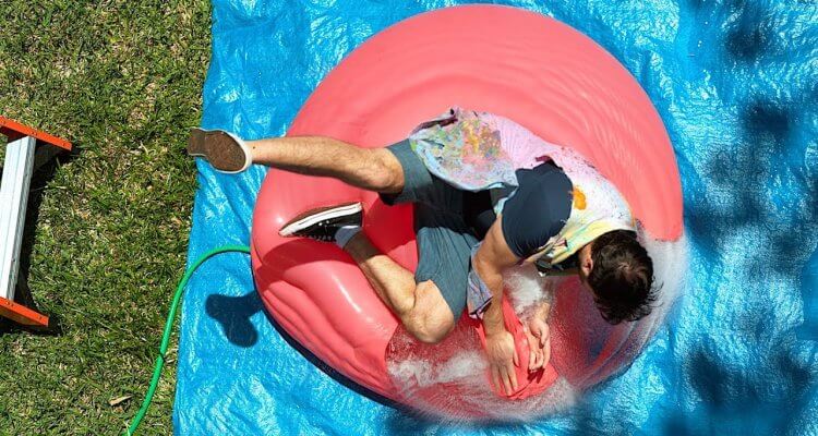 Falling onto a Giant Water Balloon (Slow-Mo) 1